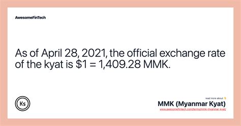MYANMAR KYAT (MMK) Spot Rate .
